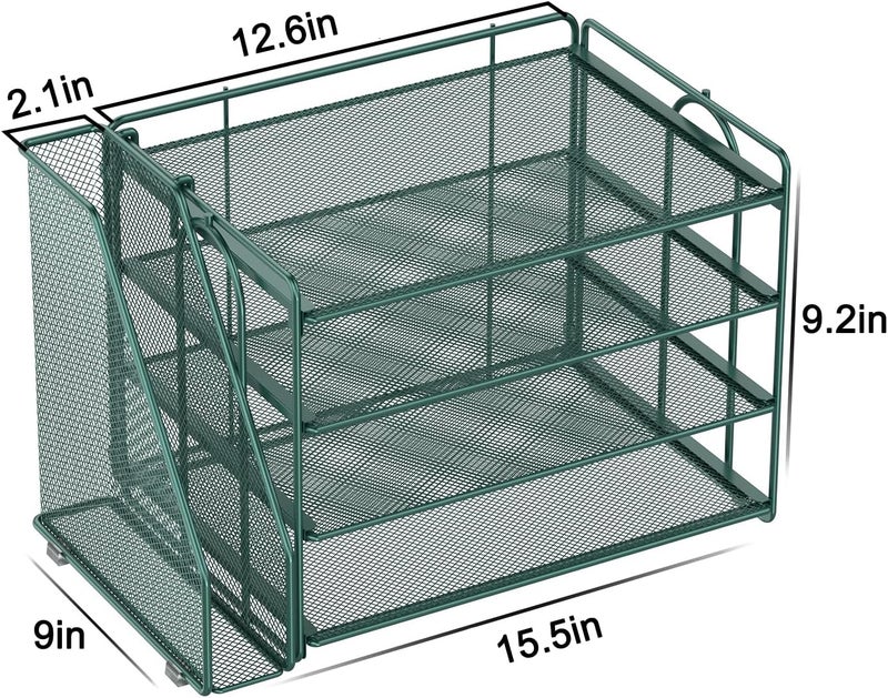 Spacrea Paper Organizer, Desk Organizers and Accessories for Desk with File organizer, Desk Accessories & Workspace Organizers for Catalog & Reference Racks (Dark Green) - Image 5